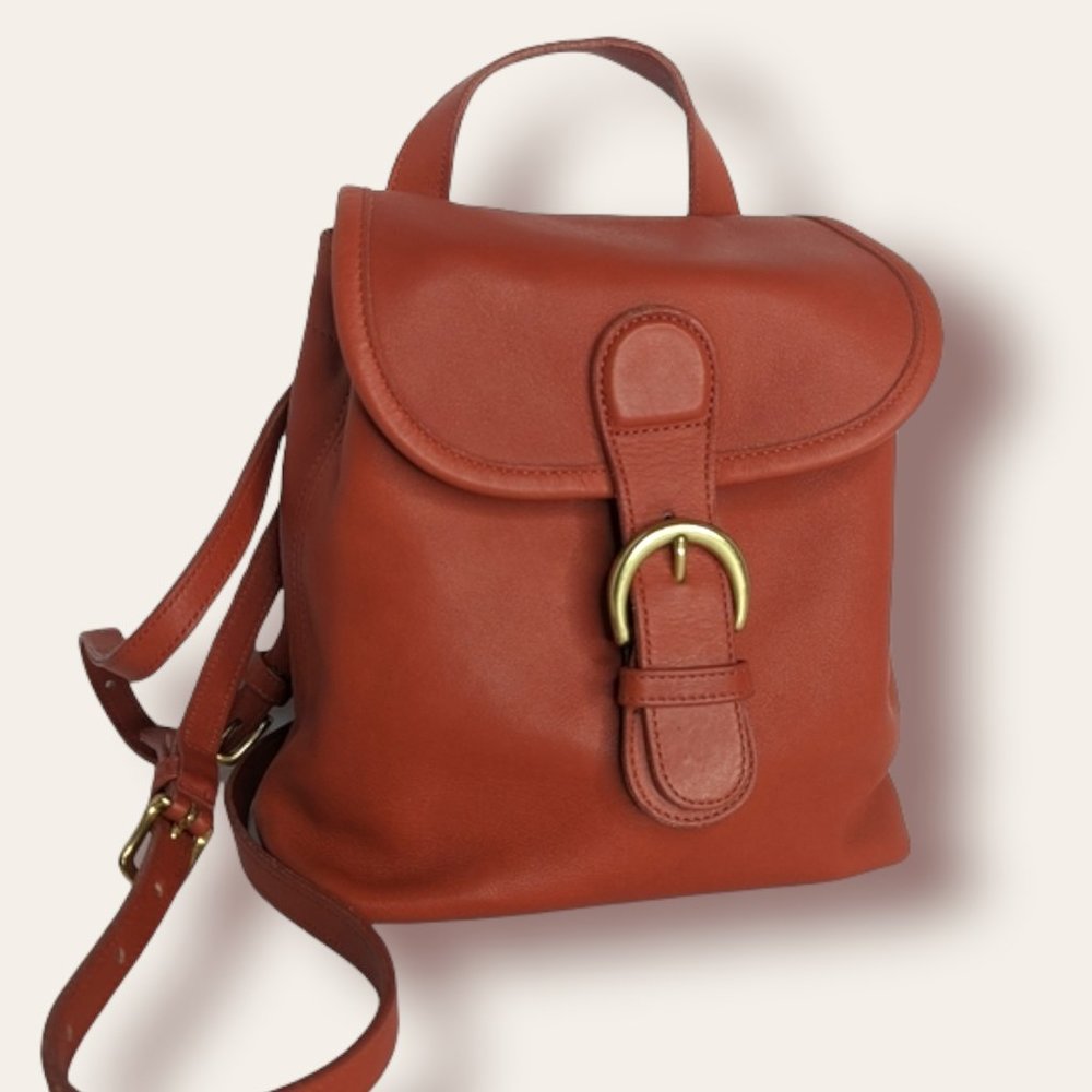 Vintage Coach Bantam Red Leather Convertible Backpack Crossbody 4152
